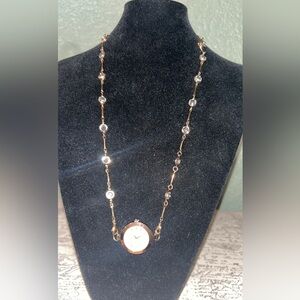 Strada Gold Crystal Station Pendant Watch Necklace